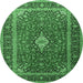 Round Medallion Emerald Green Traditional Rug, tr3876emgrn