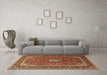 Machine Washable Medallion Brown Traditional Rug in a Living Room,, wshtr3876brn