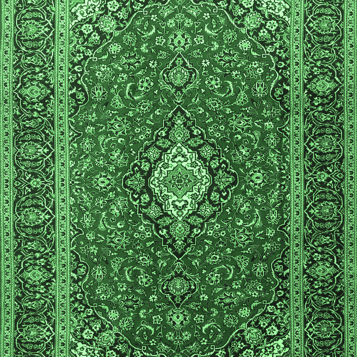 Machine Washable Medallion Emerald Green Traditional Area Rugs, wshtr3876emgrn