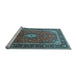 Sideview of Machine Washable Medallion Light Blue Traditional Rug, wshtr3876lblu