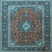 Square Medallion Light Blue Traditional Rug, tr3876lblu