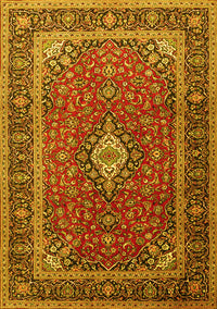 Medallion Yellow Traditional Rug, tr3876yw