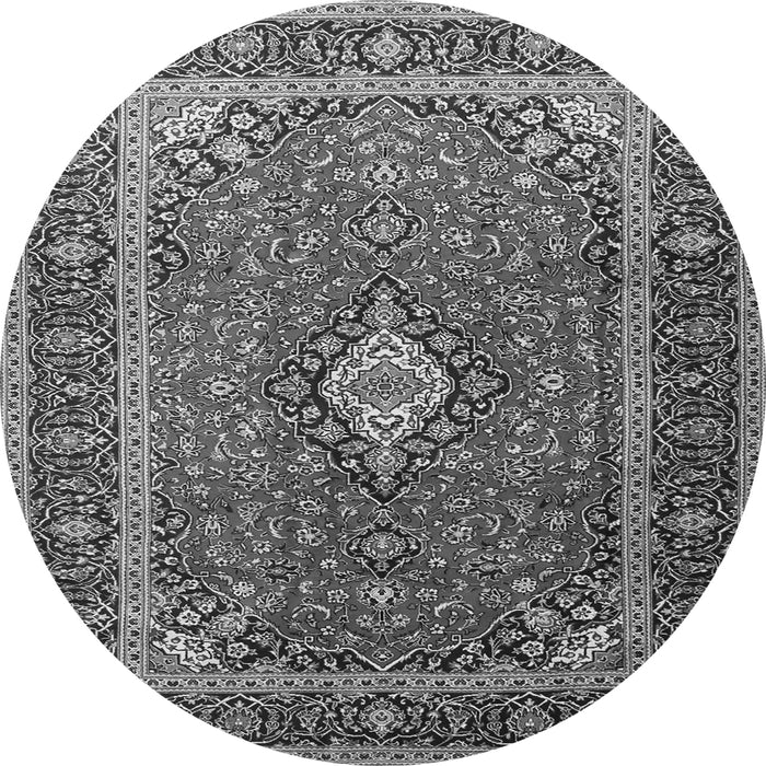 Machine Washable Medallion Gray Traditional Rug, wshtr3876gry