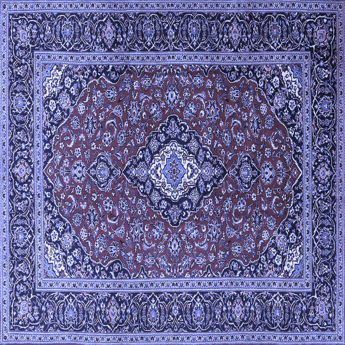 Square Machine Washable Medallion Blue Traditional Rug, wshtr3876blu