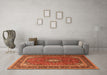 Machine Washable Medallion Orange Traditional Area Rugs in a Living Room, wshtr3876org