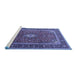 Sideview of Machine Washable Medallion Blue Traditional Rug, wshtr3876blu