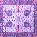 Square Machine Washable Persian Purple Traditional Area Rugs, wshtr3877pur