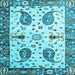 Square Machine Washable Persian Light Blue Traditional Rug, wshtr3877lblu