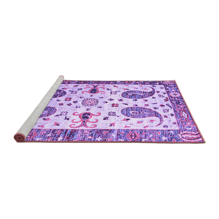 Sideview of Machine Washable Persian Purple Traditional Area Rugs, wshtr3877pur