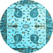 Round Machine Washable Persian Light Blue Traditional Rug, wshtr3877lblu