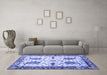 Machine Washable Persian Blue Traditional Rug in a Living Room, wshtr3877blu