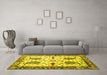 Machine Washable Persian Yellow Traditional Rug in a Living Room, wshtr3877yw