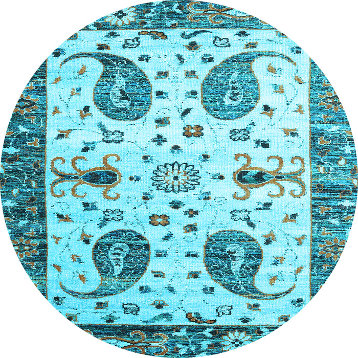 Round Persian Light Blue Traditional Rug, tr3877lblu
