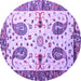 Round Persian Purple Traditional Rug, tr3877pur