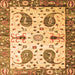 Round Machine Washable Persian Orange Traditional Area Rugs, wshtr3877org