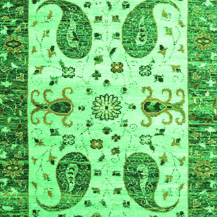 Serging Thickness of Machine Washable Persian Green Traditional Area Rugs, wshtr3877grn