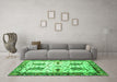 Machine Washable Persian Green Traditional Area Rugs in a Living Room,, wshtr3877grn