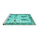 Sideview of Machine Washable Persian Turquoise Traditional Area Rugs, wshtr3877turq