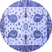 Round Persian Blue Traditional Rug, tr3877blu