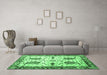 Machine Washable Persian Emerald Green Traditional Area Rugs in a Living Room,, wshtr3877emgrn