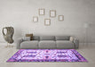 Machine Washable Persian Purple Traditional Area Rugs in a Living Room, wshtr3877pur