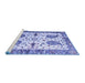 Sideview of Machine Washable Persian Blue Traditional Rug, wshtr3877blu