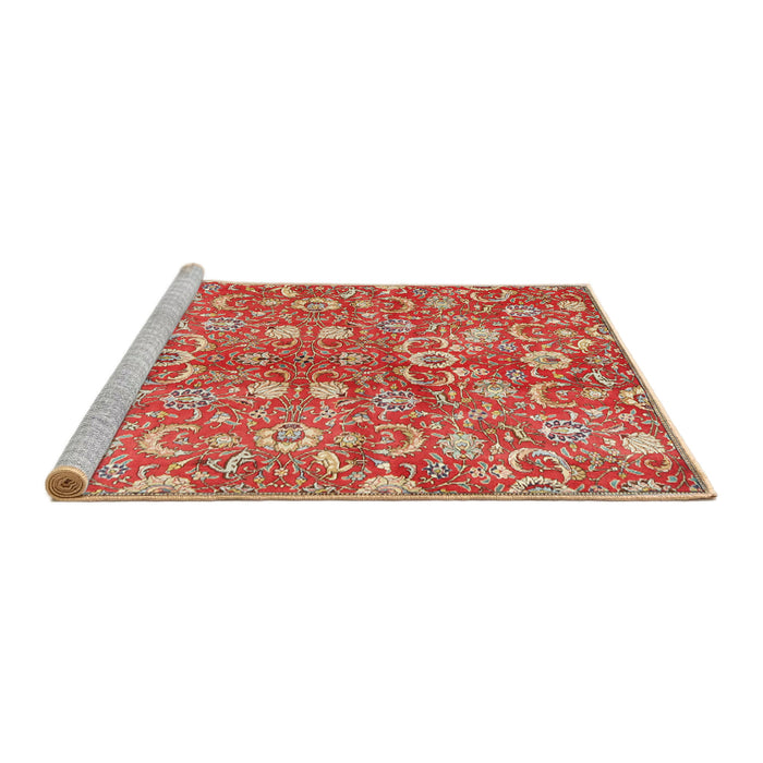 Sideview of Machine Washable Traditional Neon Red Rug, wshtr3878