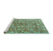 Sideview of Machine Washable Persian Turquoise Traditional Area Rugs, wshtr3878turq