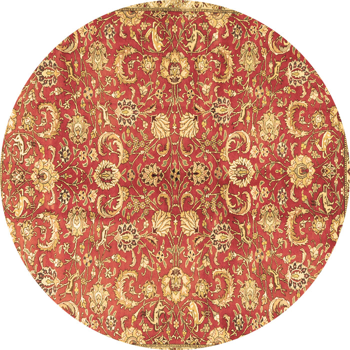 Round Machine Washable Persian Brown Traditional Rug, wshtr3878brn