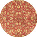 Round Machine Washable Persian Brown Traditional Rug, wshtr3878brn