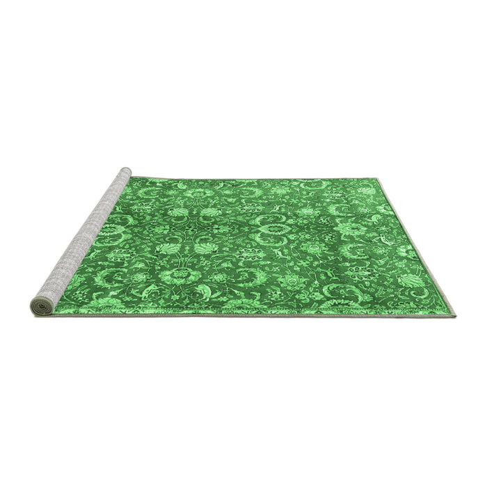 Sideview of Machine Washable Persian Emerald Green Traditional Area Rugs, wshtr3878emgrn
