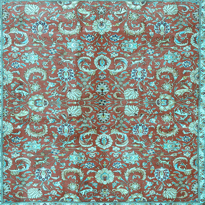 Square Machine Washable Persian Light Blue Traditional Rug, wshtr3878lblu