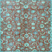 Square Machine Washable Persian Light Blue Traditional Rug, wshtr3878lblu