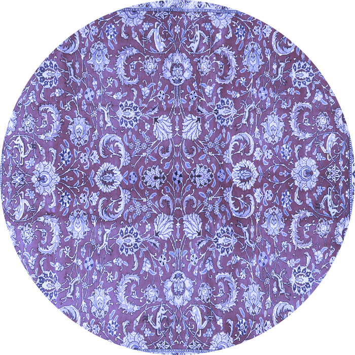 Round Machine Washable Persian Blue Traditional Rug, wshtr3878blu