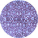 Round Machine Washable Persian Blue Traditional Rug, wshtr3878blu