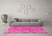 Machine Washable Persian Pink Traditional Rug in a Living Room, wshtr3878pnk