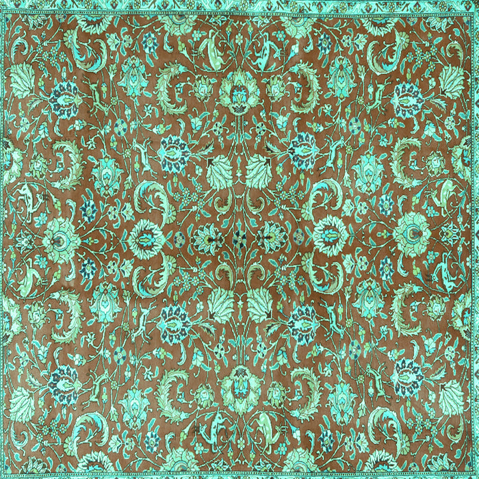 Square Persian Turquoise Traditional Rug, tr3878turq