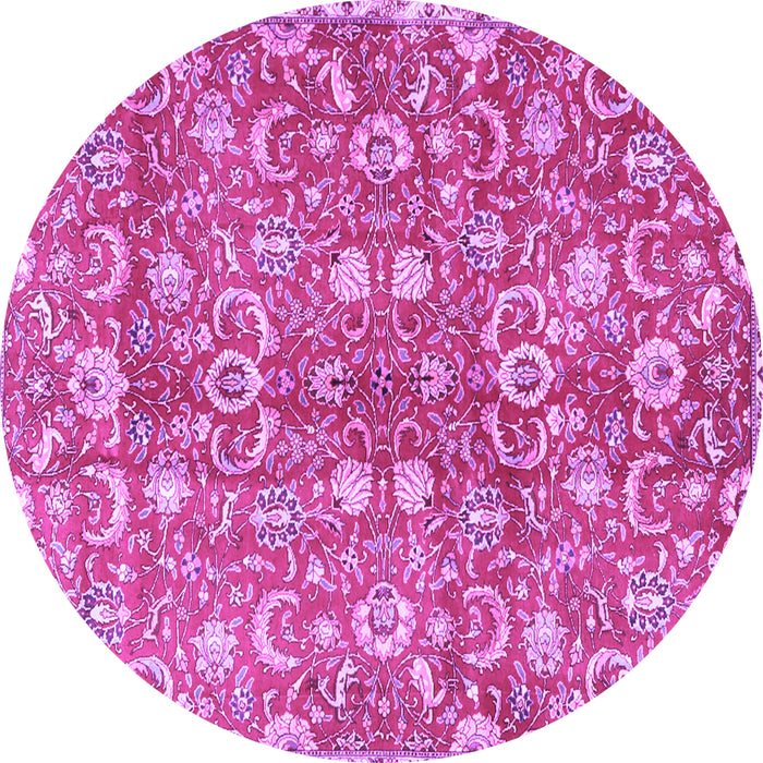 Round Persian Purple Traditional Rug, tr3878pur