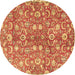 Round Persian Brown Traditional Rug, tr3878brn
