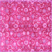 Square Machine Washable Persian Pink Traditional Rug, wshtr3878pnk