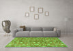 Machine Washable Persian Green Traditional Area Rugs in a Living Room,, wshtr3878grn