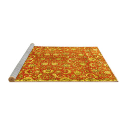 Sideview of Machine Washable Persian Yellow Traditional Rug, wshtr3878yw