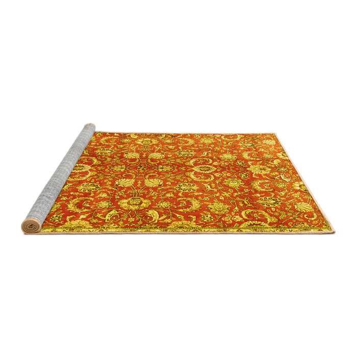 Sideview of Machine Washable Persian Yellow Traditional Rug, wshtr3878yw