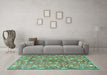 Machine Washable Persian Turquoise Traditional Area Rugs in a Living Room,, wshtr3878turq