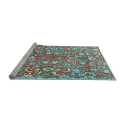 Sideview of Machine Washable Persian Light Blue Traditional Rug, wshtr3878lblu