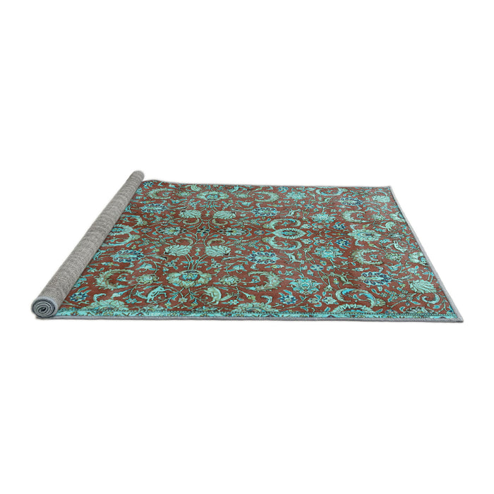 Sideview of Machine Washable Persian Light Blue Traditional Rug, wshtr3878lblu