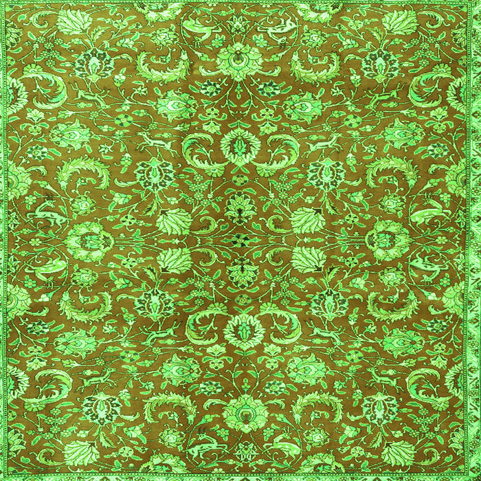 Round Machine Washable Persian Green Traditional Area Rugs, wshtr3878grn
