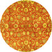 Round Machine Washable Persian Yellow Traditional Rug, wshtr3878yw