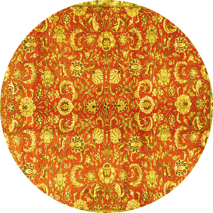 Round Persian Yellow Traditional Rug, tr3878yw