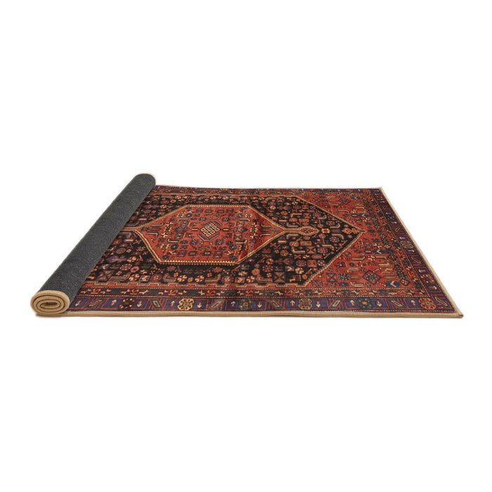 Sideview of Traditional Saffron Red Persian Rug, tr3879